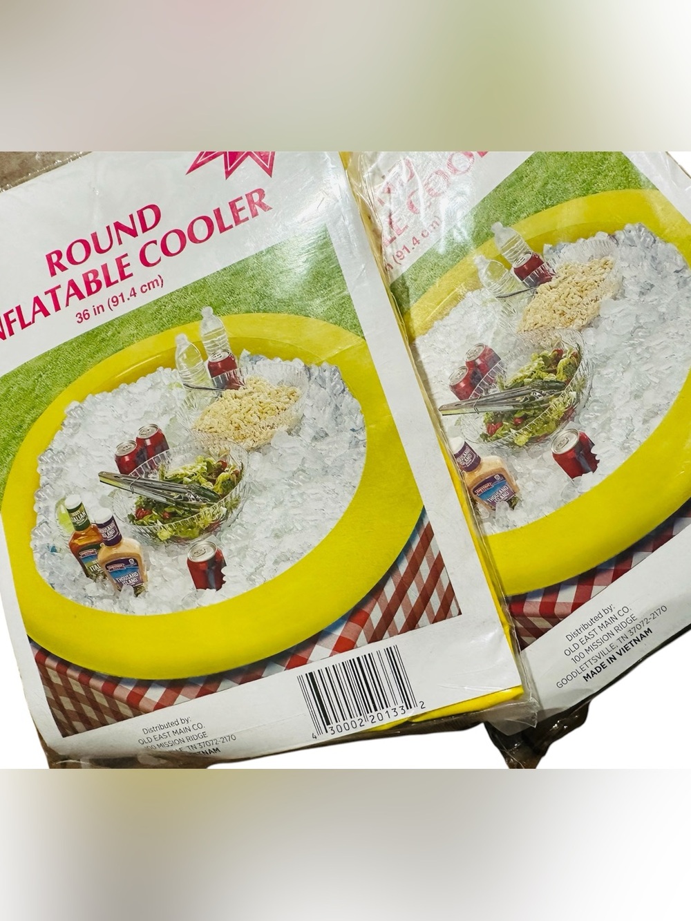 2 Yellow Round Inflatable Tabletop  Coolers